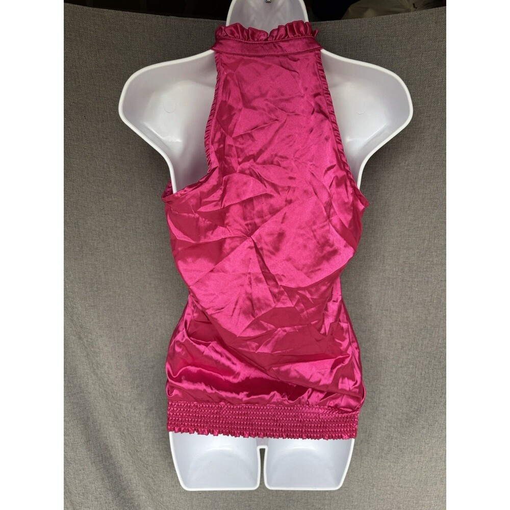 VTG WET SEAL Y2K Medium Hot‎ Pink Ruffle Top Sleeveless Halter - Picture 3 of 4